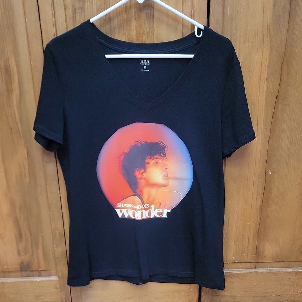 Custom Made Black Shawn Mendes Vneck Tee Size MEDIUM